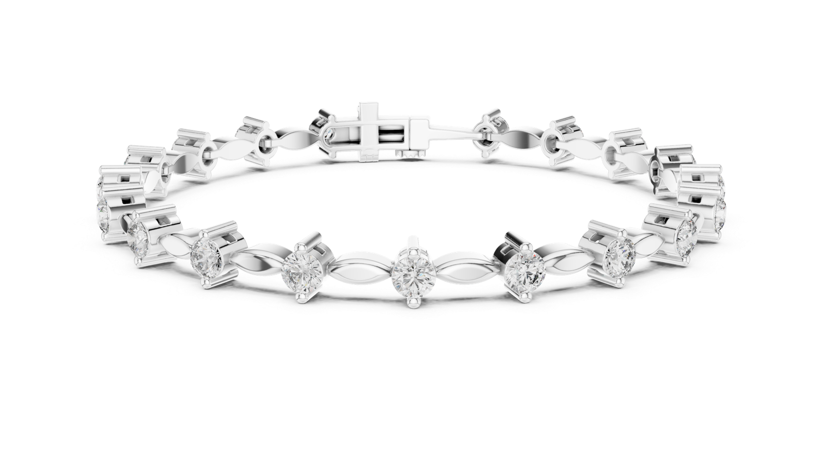 Seraphine Leaf Link Round Diamond Bracelet