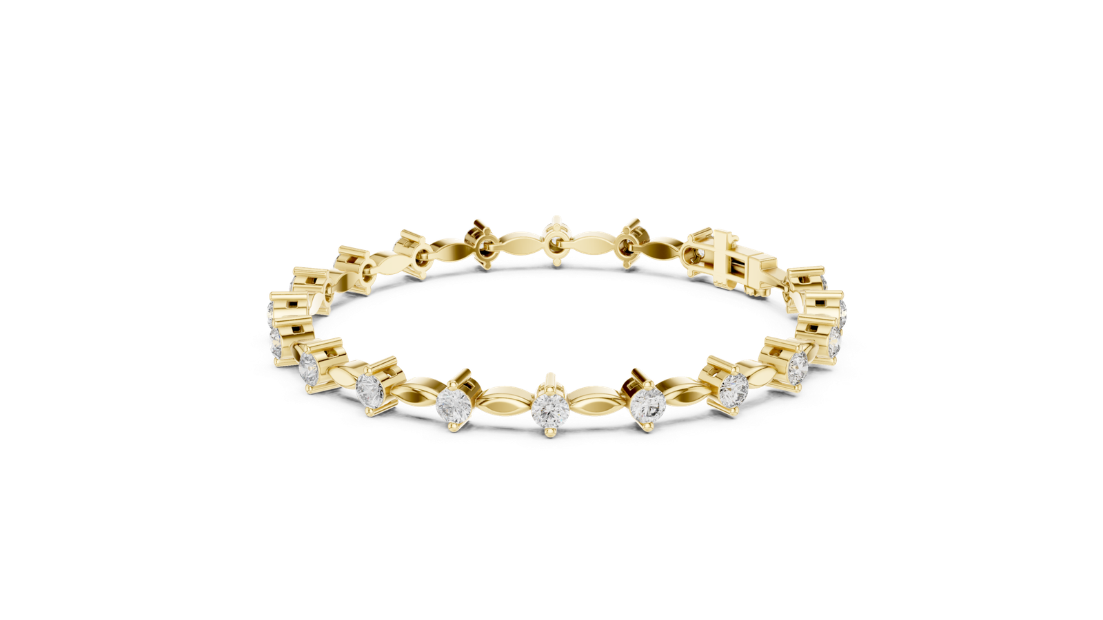 Seraphine Leaf Link Round Diamond Bracelet