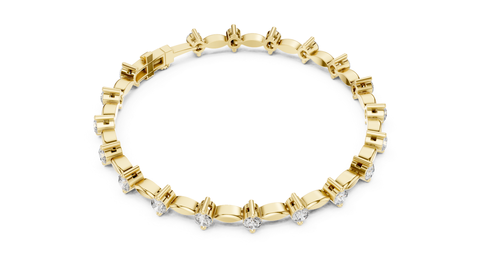 Seraphine Leaf Link Round Diamond Bracelet