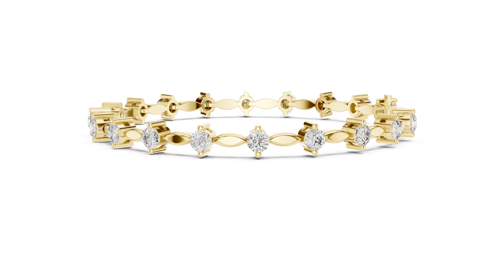 Seraphine Leaf Link Round Diamond Bracelet