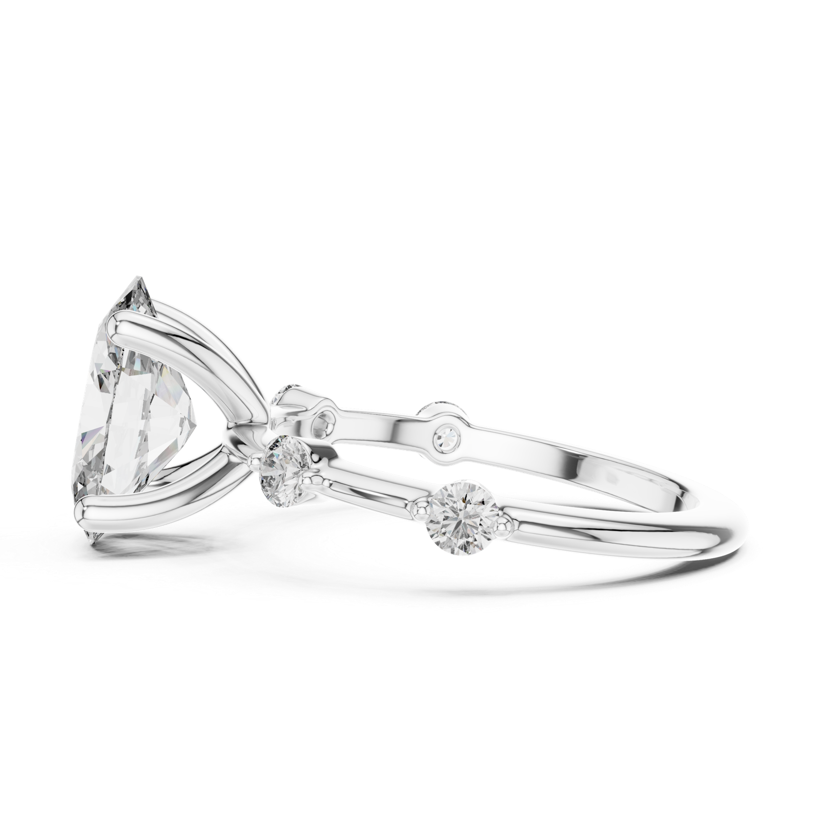 Oval Solitaire Accent Ring