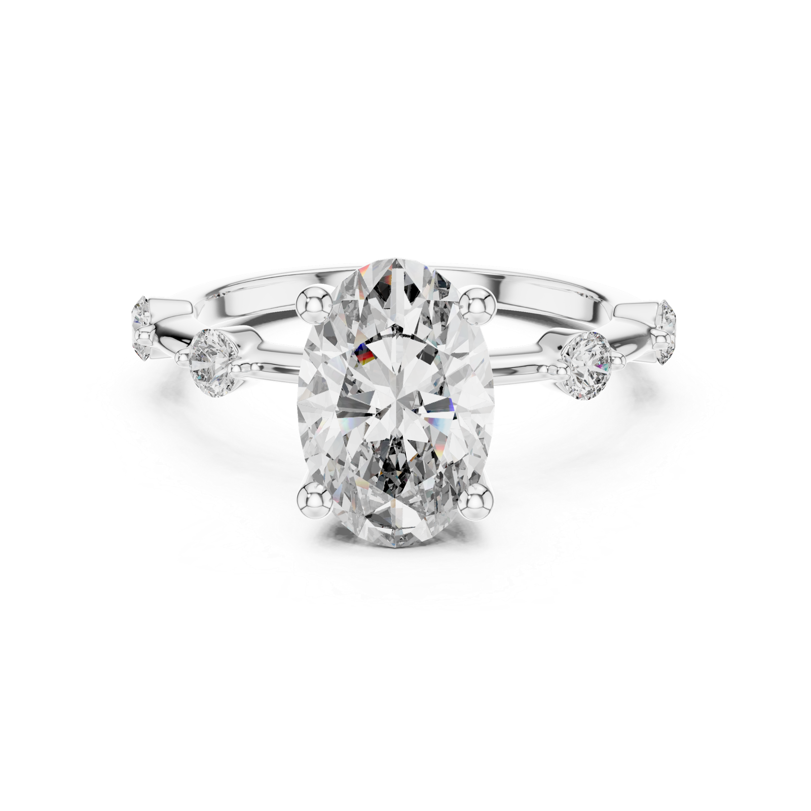 Oval Solitaire Accent Ring