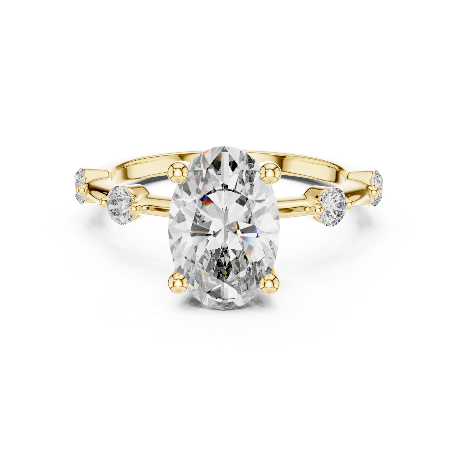 Oval Solitaire Accent Ring