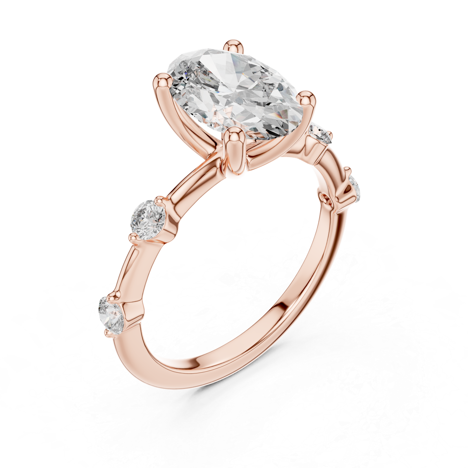 Oval Solitaire Accent Ring