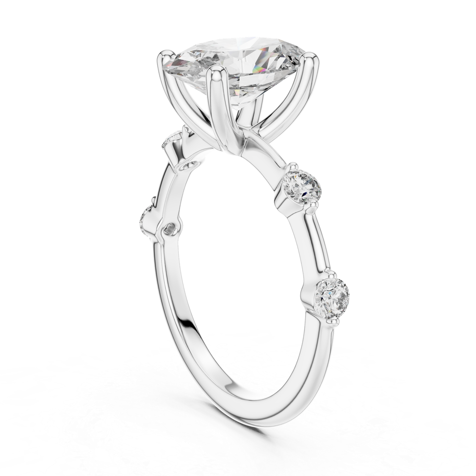 Oval Solitaire Accent Ring