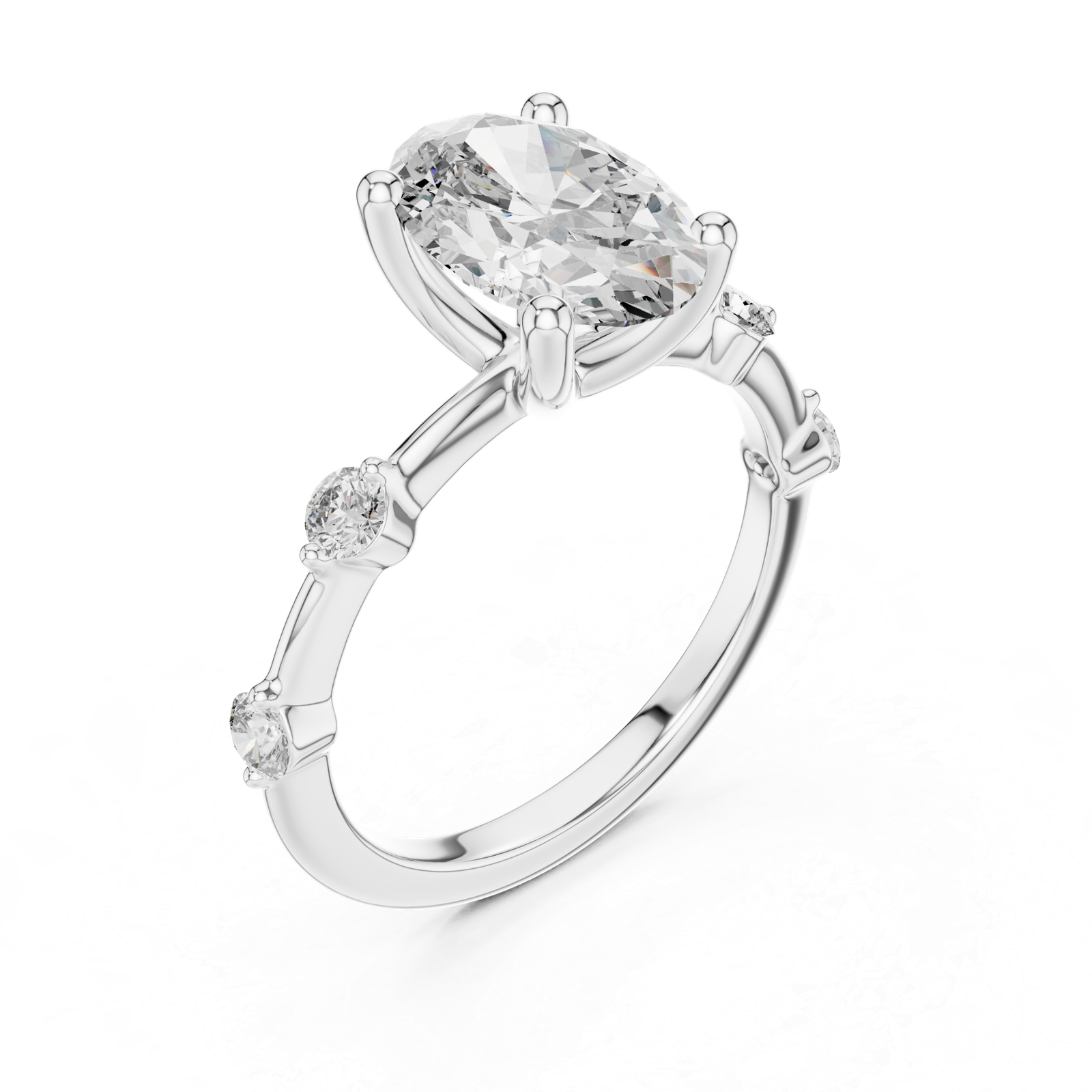 Oval Solitaire Accent Ring