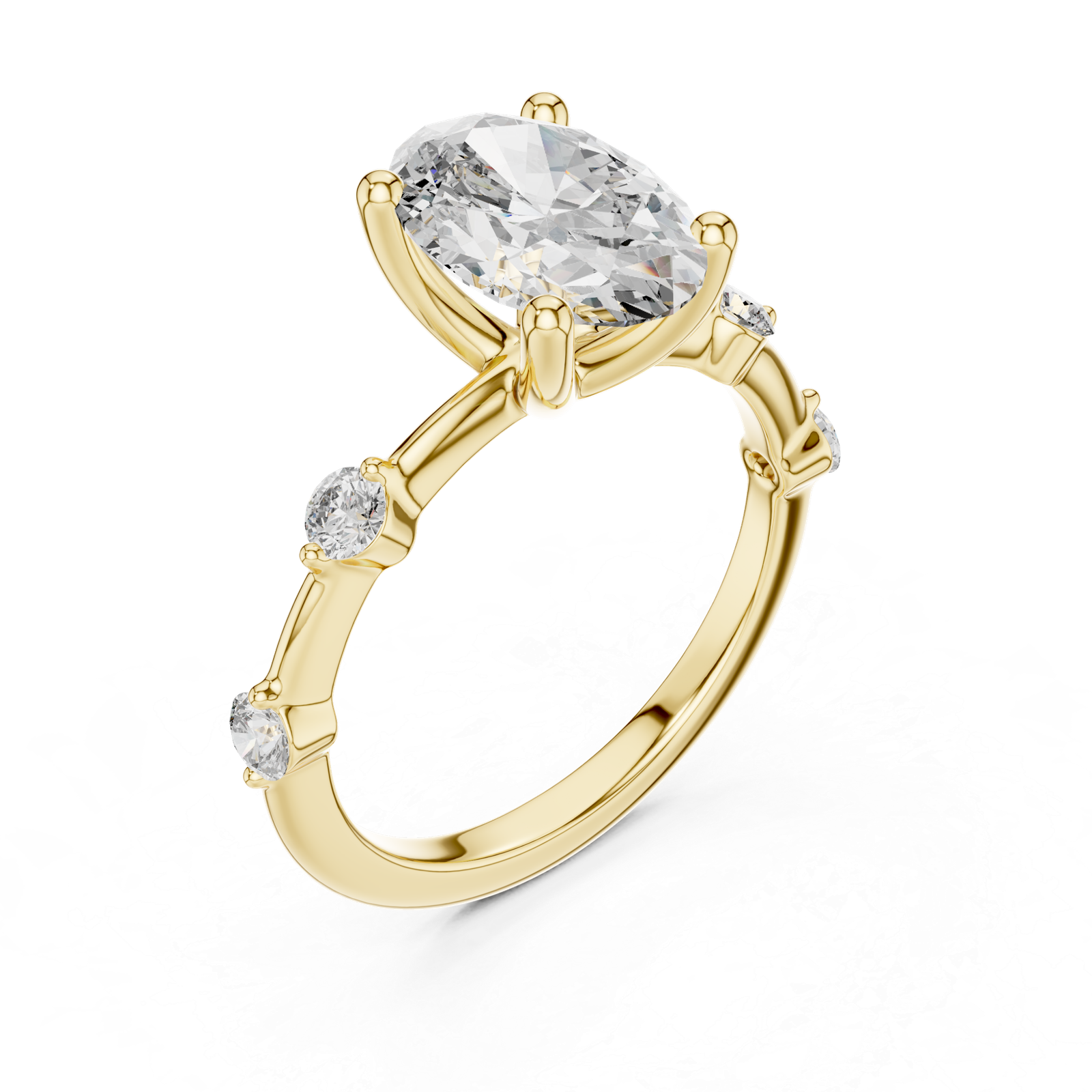 Oval Solitaire Accent Ring