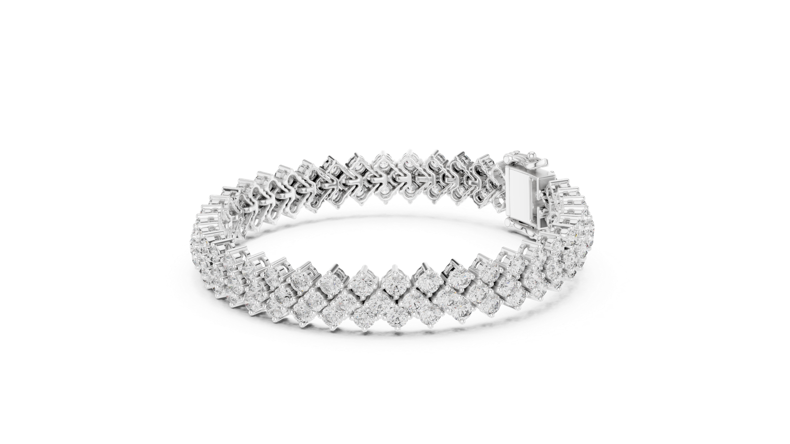 Luxe Cluster Round Diamond Tennis Bracelet