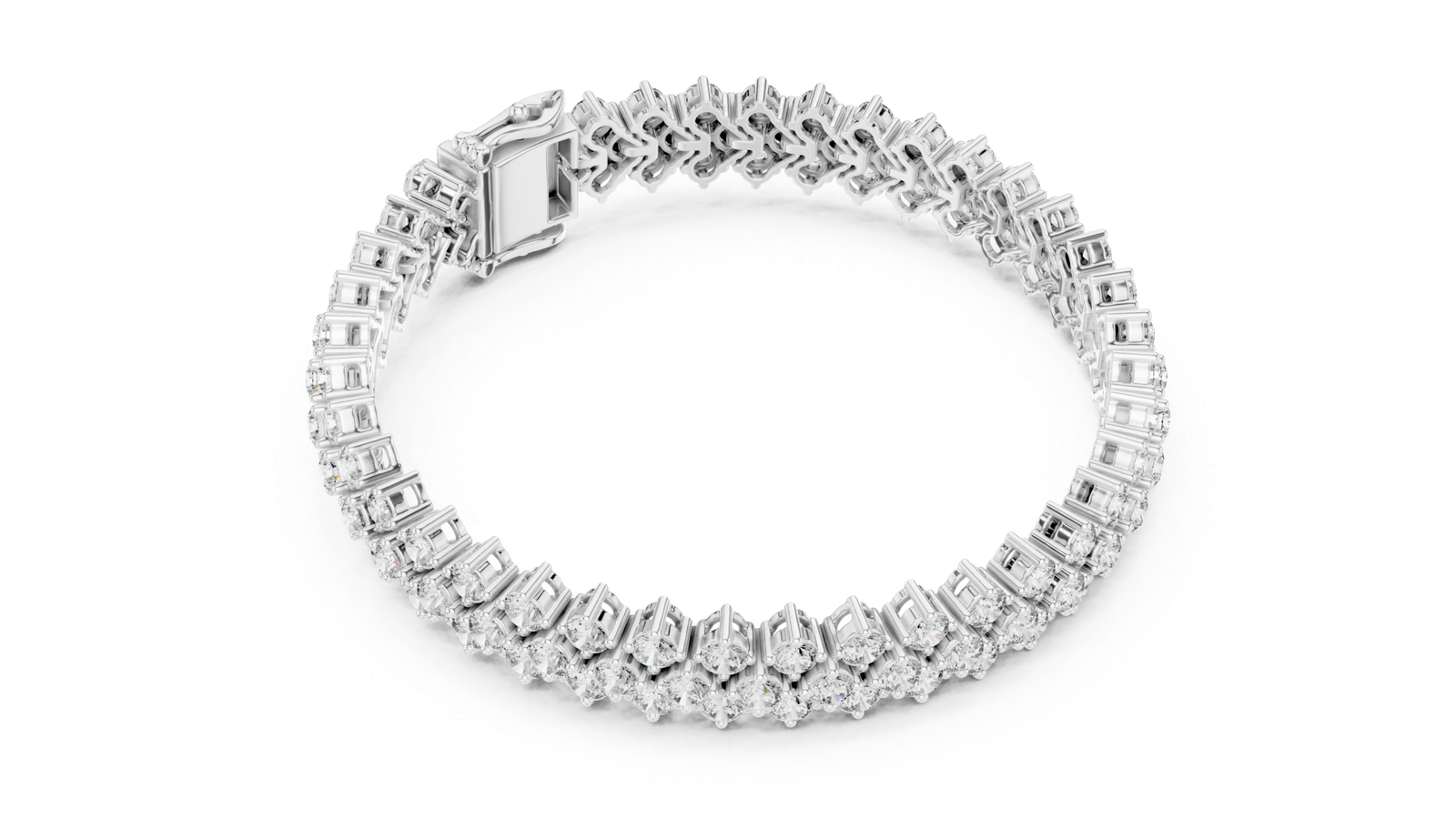 Luxe Cluster Round Diamond Tennis Bracelet
