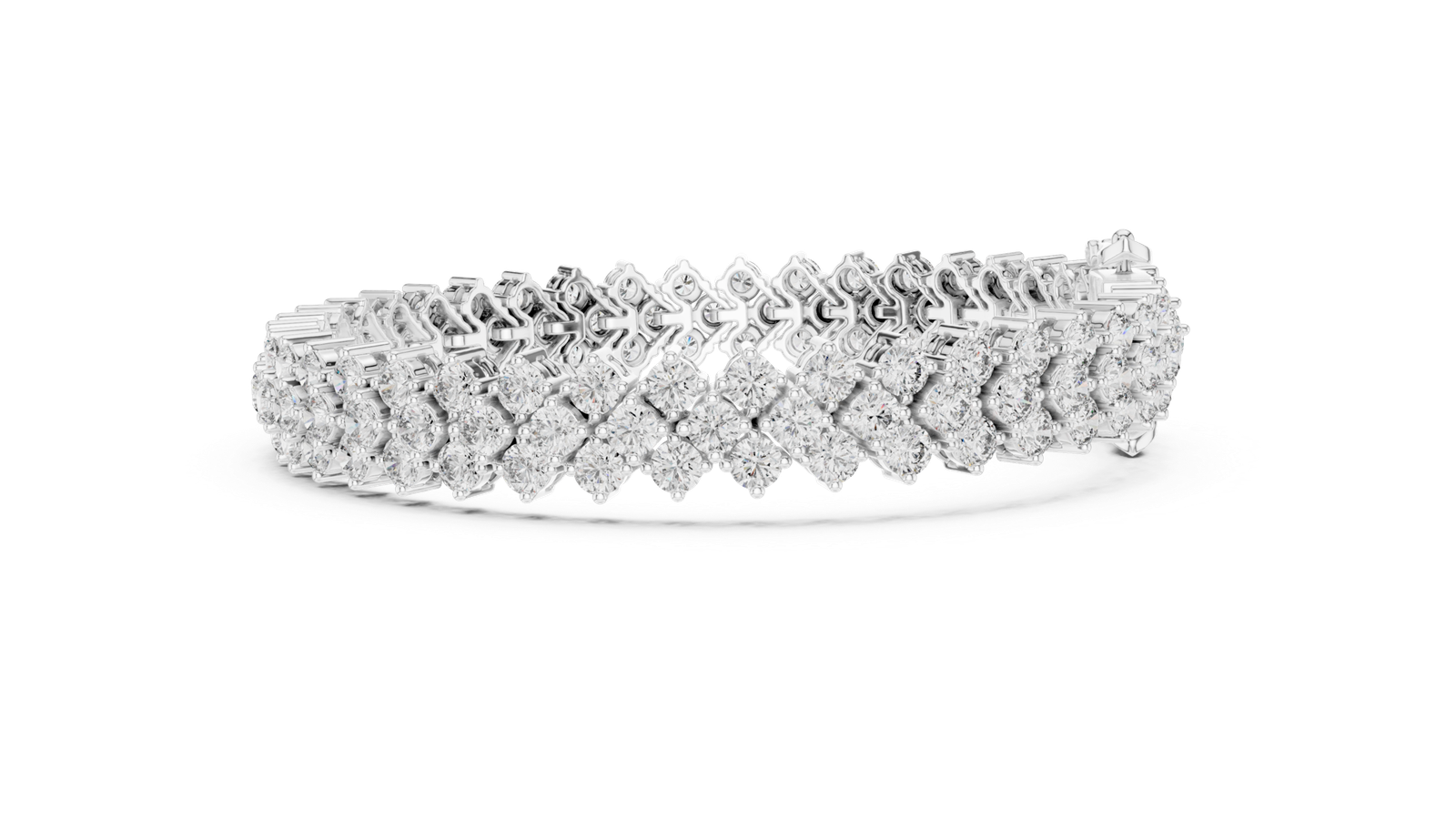 Luxe Cluster Round Diamond Tennis Bracelet