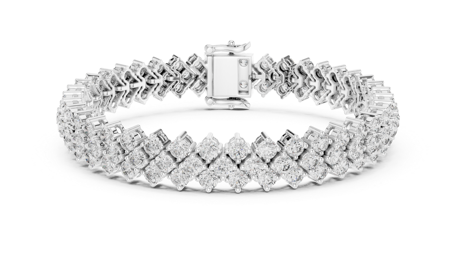 Luxe Cluster Round Diamond Tennis Bracelet