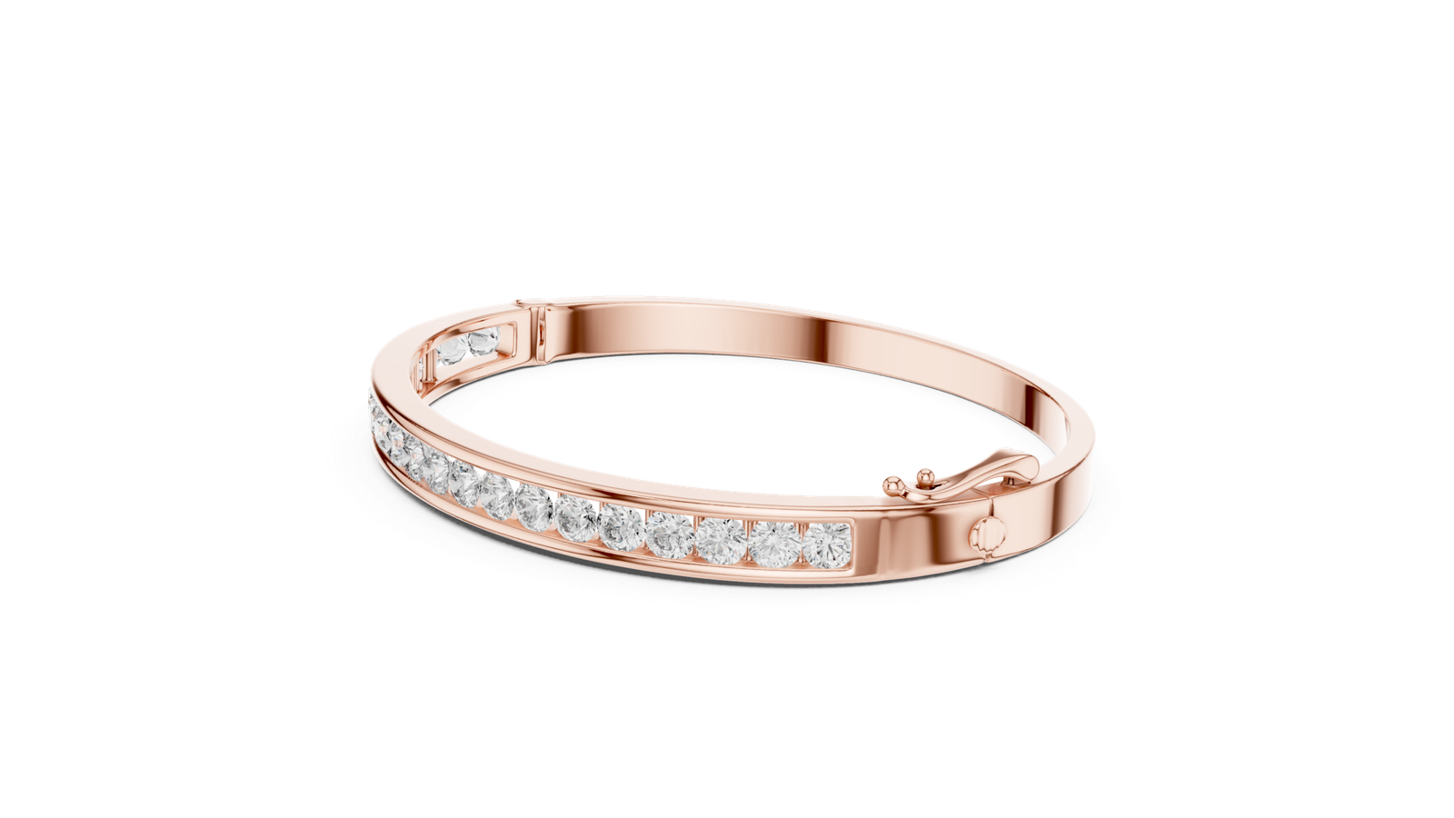 Infinity Channel Set Round Diamond Bangle Bracelet