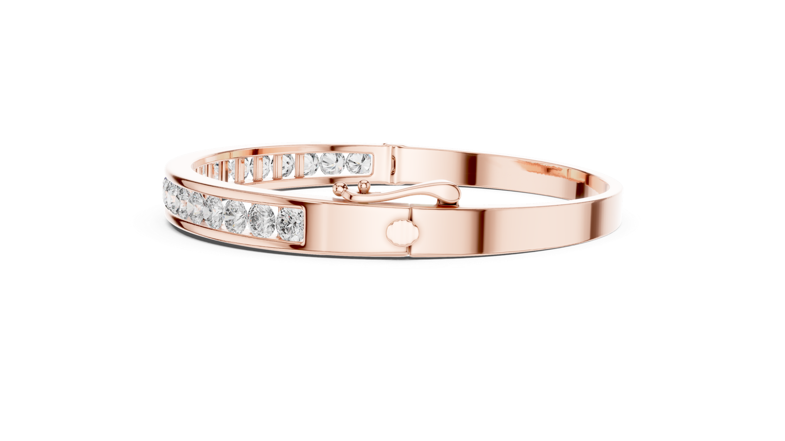 Infinity Channel Set Round Diamond Bangle Bracelet