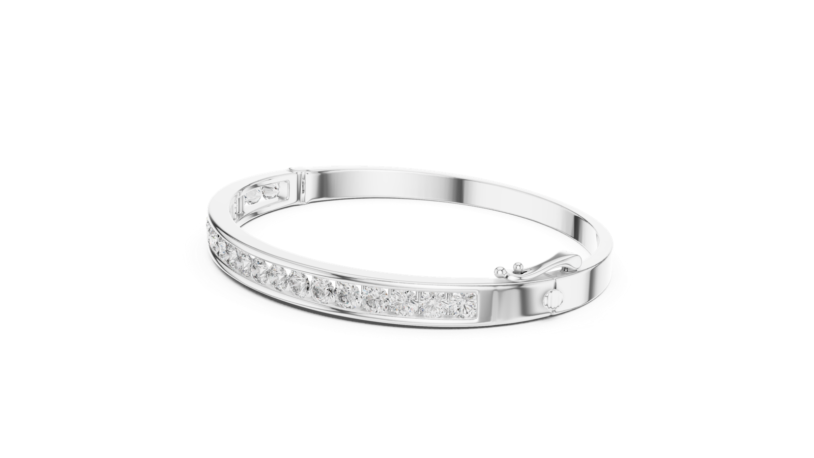 Infinity Channel Set Round Diamond Bangle Bracelet