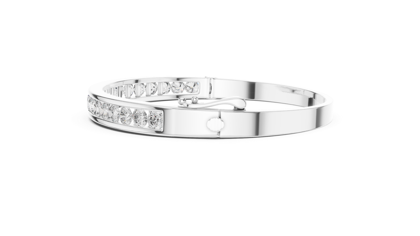 Infinity Channel Set Round Diamond Bangle Bracelet