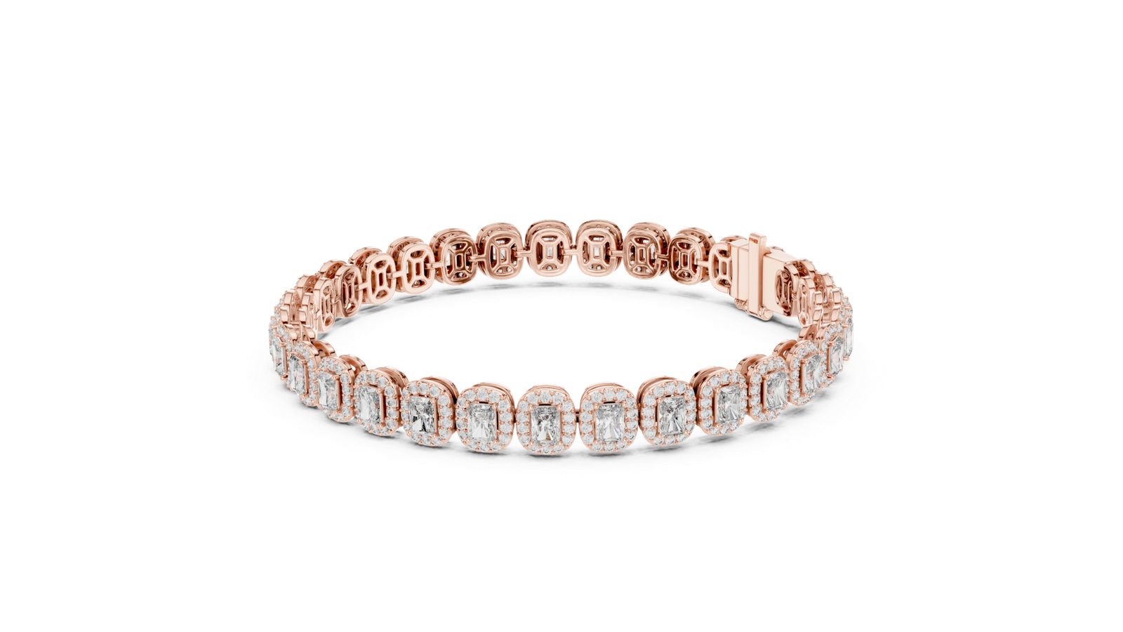 Majestic Radiant Halo Diamond Tennis Bracelet
