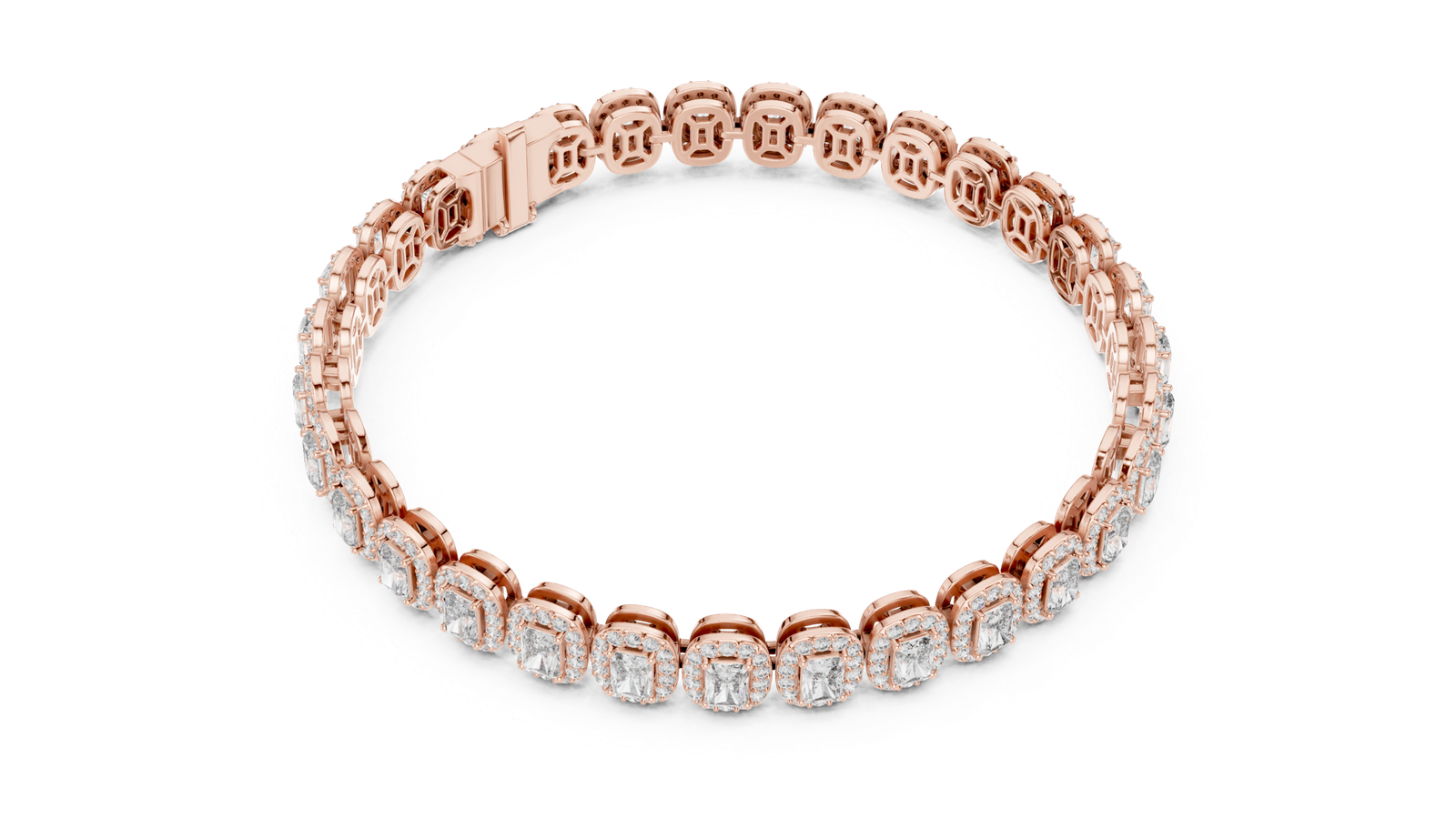 Majestic Radiant Halo Diamond Tennis Bracelet