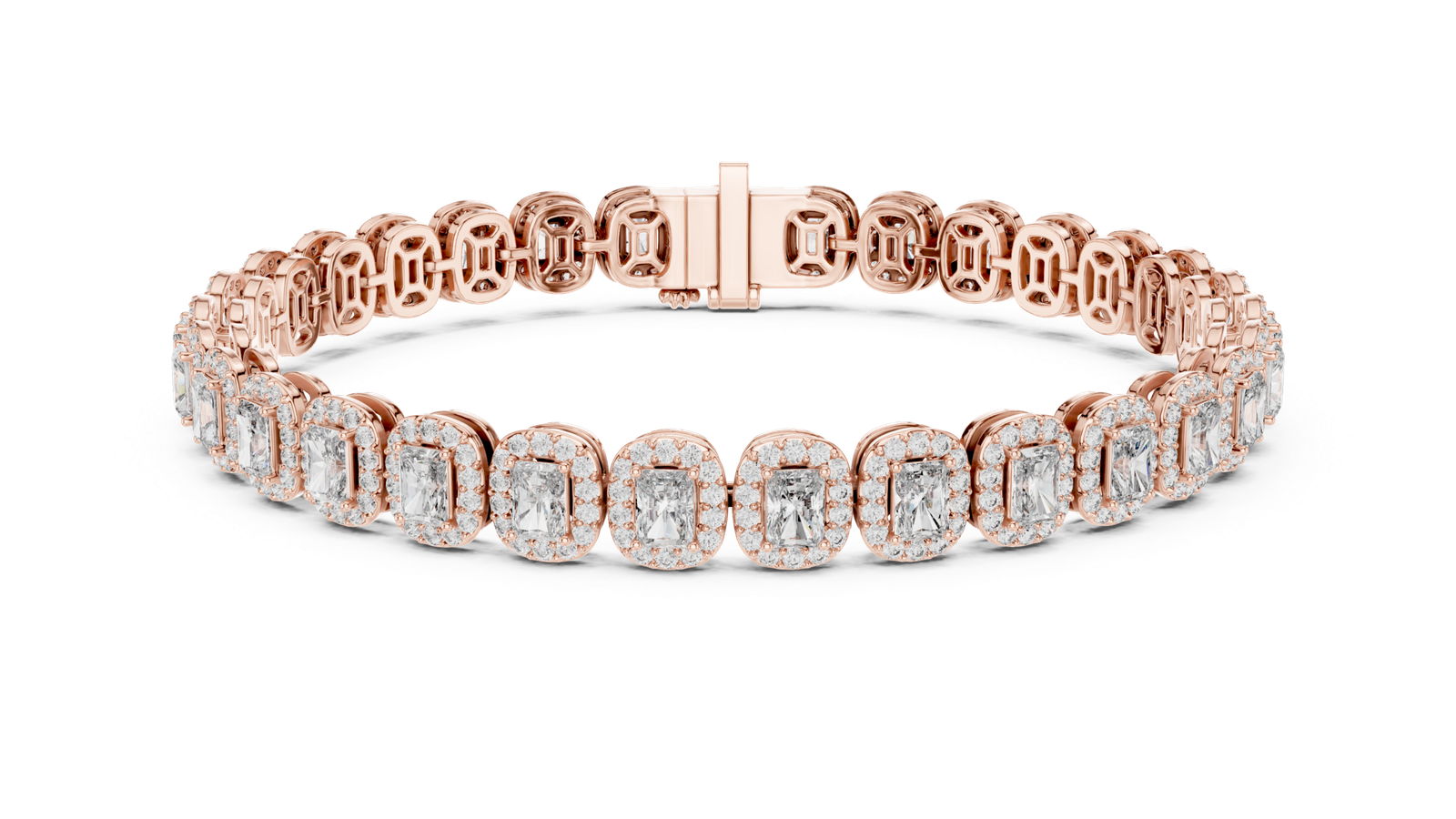 Majestic Radiant Halo Diamond Tennis Bracelet