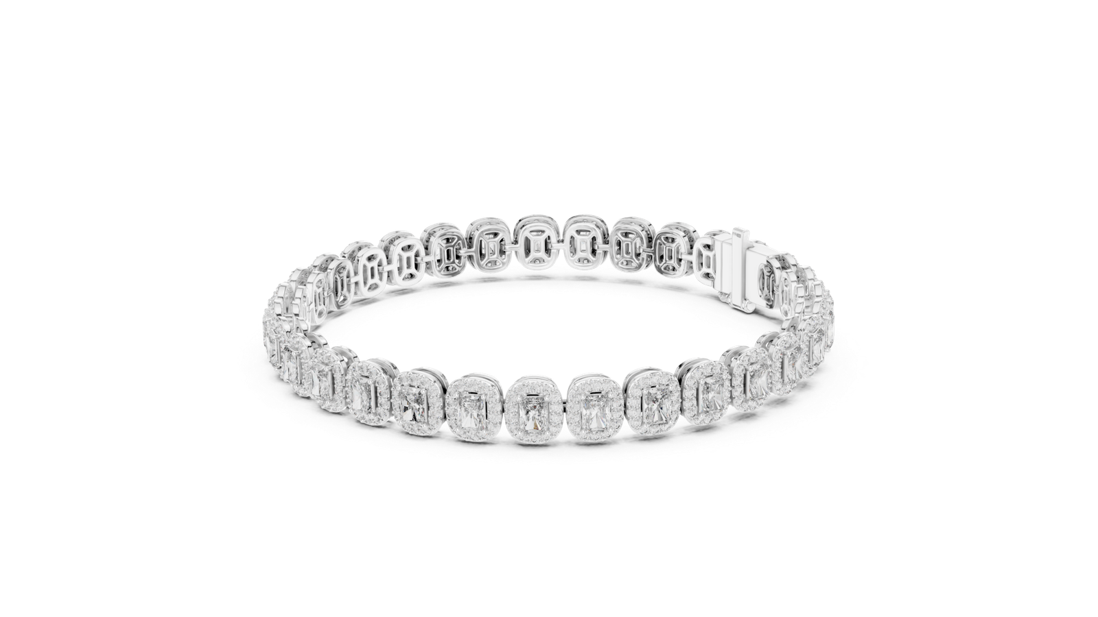 Majestic Radiant Halo Diamond Tennis Bracelet