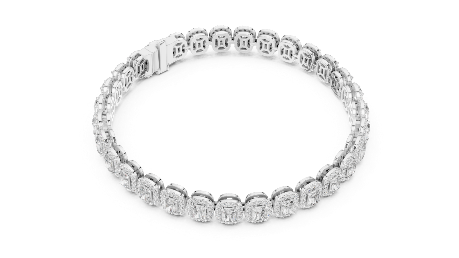 Majestic Radiant Halo Diamond Tennis Bracelet