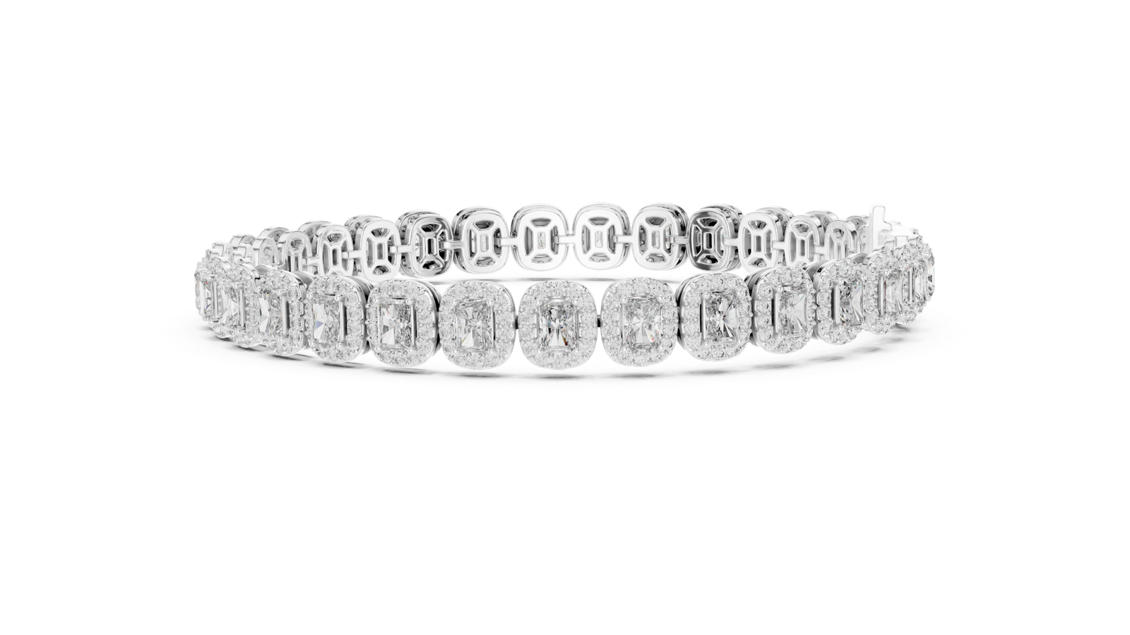 Majestic Radiant Halo Diamond Tennis Bracelet