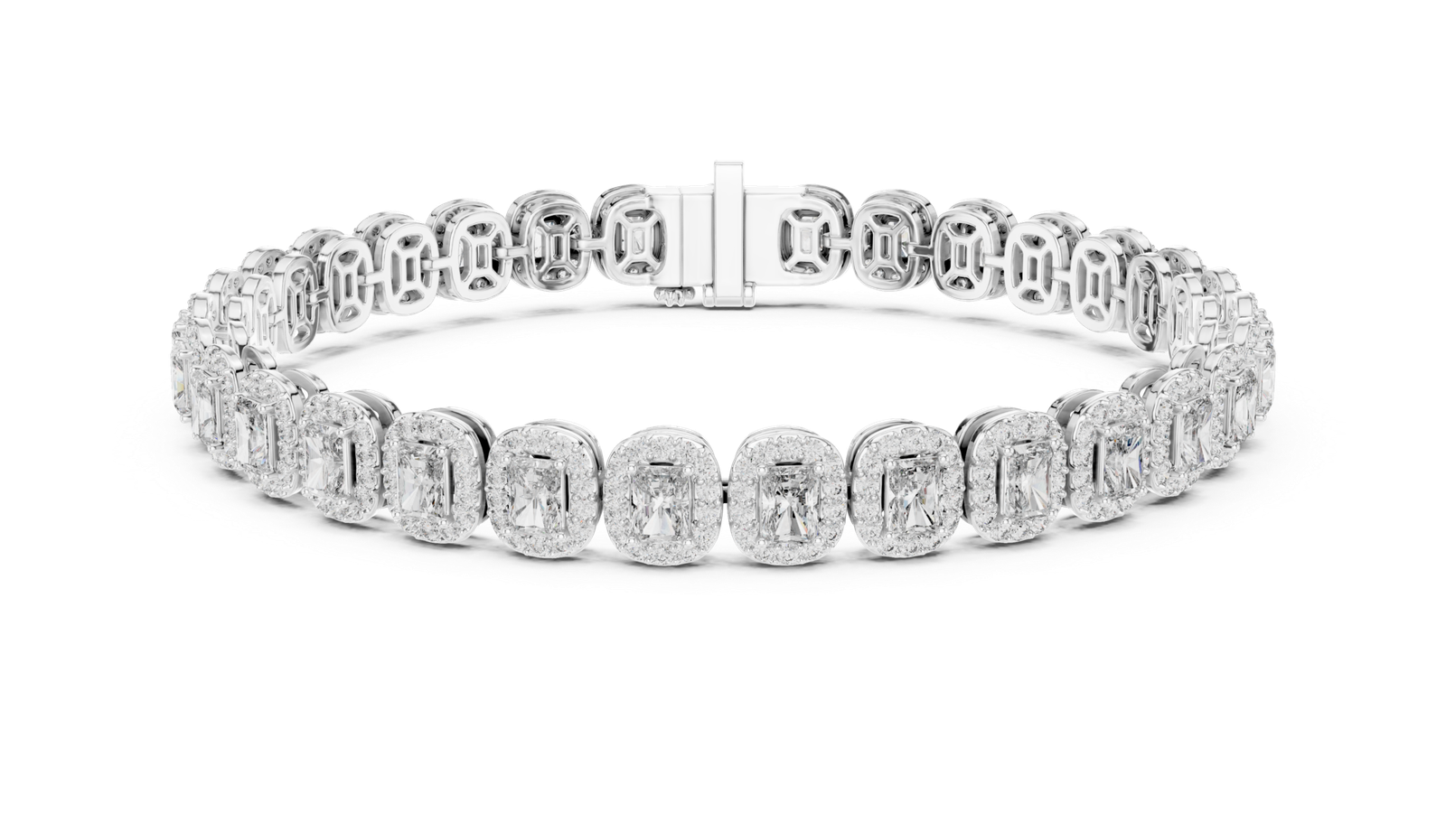 Majestic Radiant Halo Diamond Tennis Bracelet
