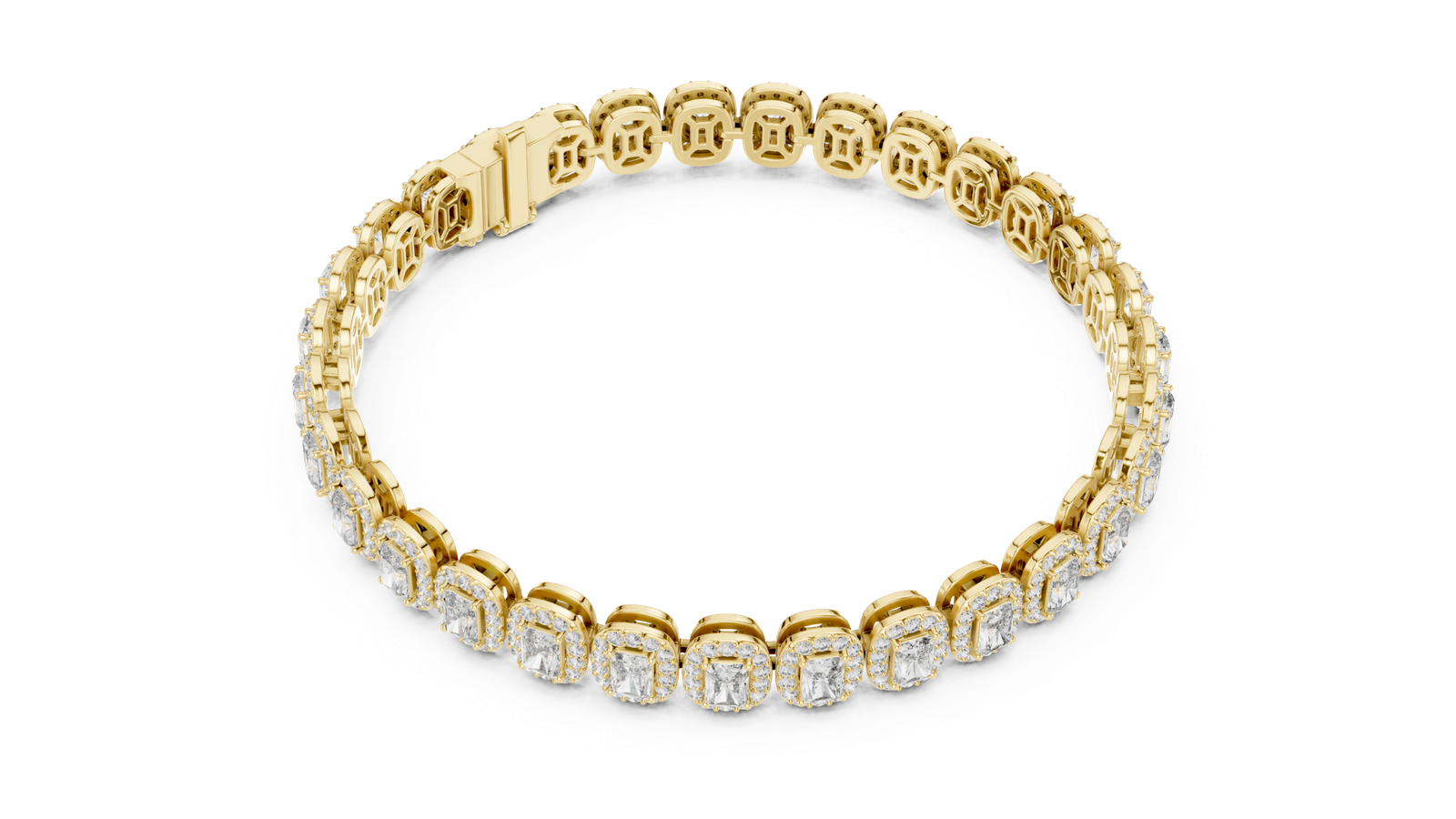 Majestic Radiant Halo Diamond Tennis Bracelet