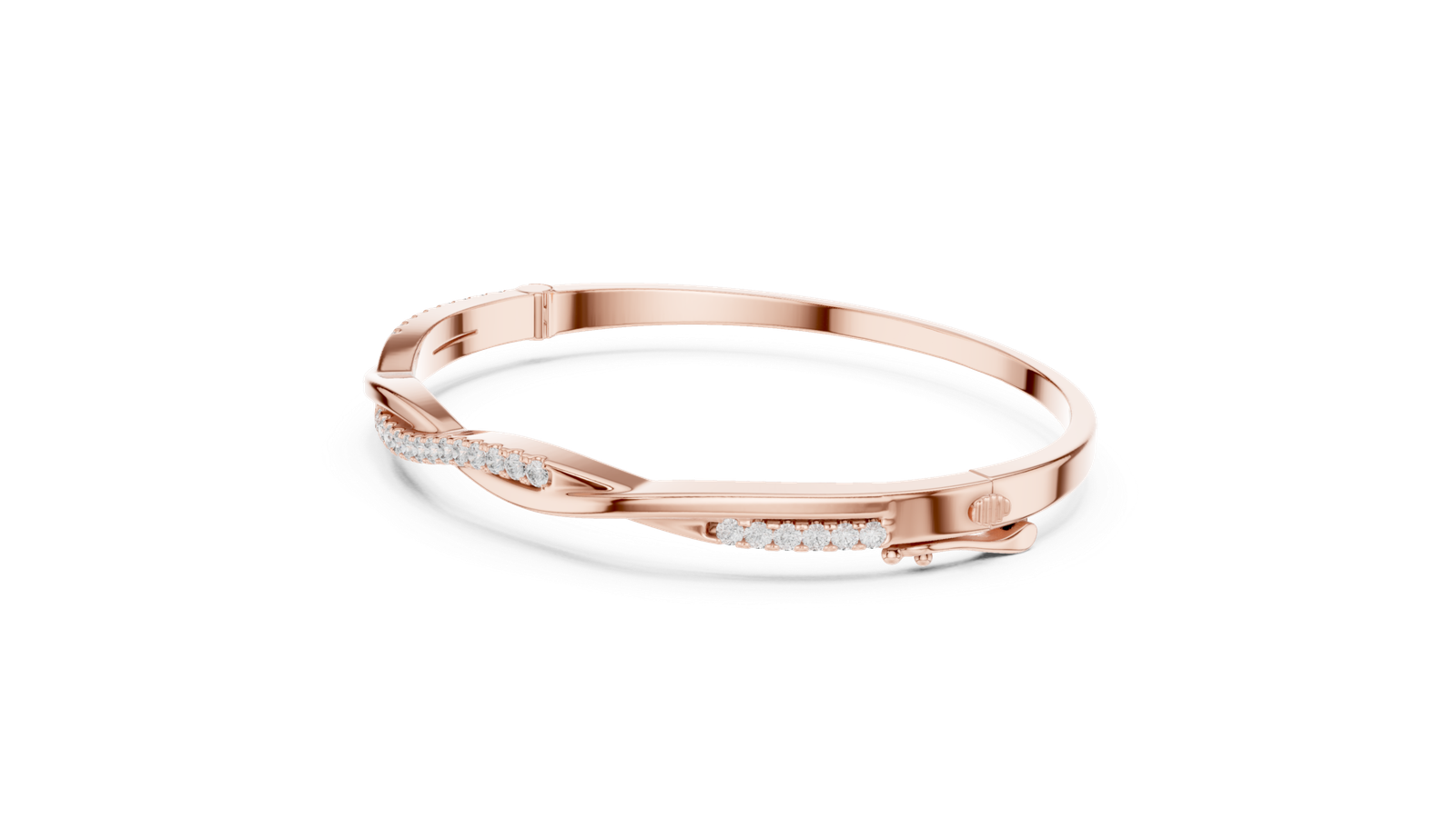 Ombre Grace Curved Round Diamond Bangle Bracelet