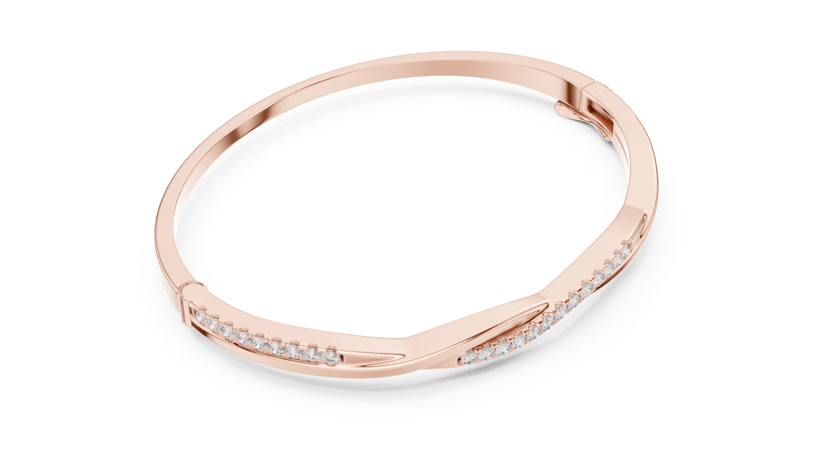 Ombre Grace Curved Round Diamond Bangle Bracelet