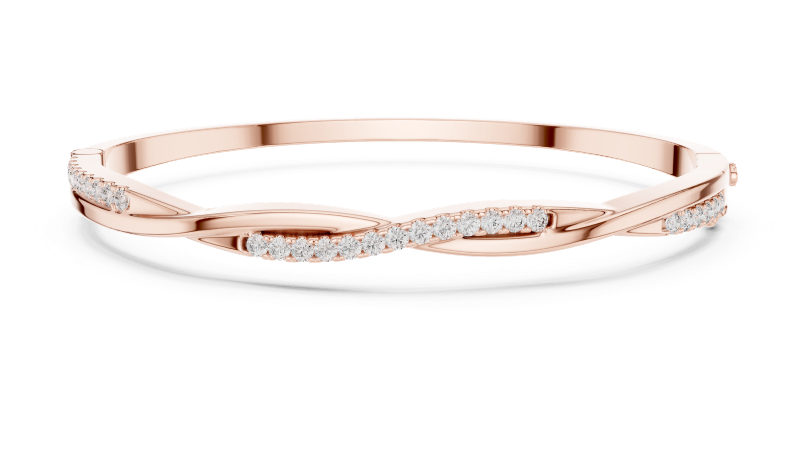 Ombre Grace Curved Round Diamond Bangle Bracelet