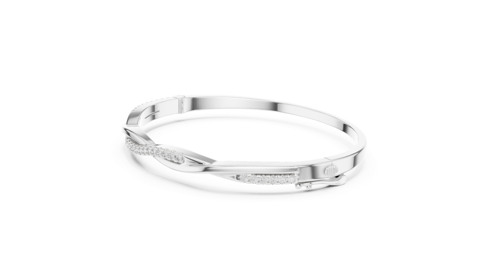 Ombre Grace Curved Round Diamond Bangle Bracelet