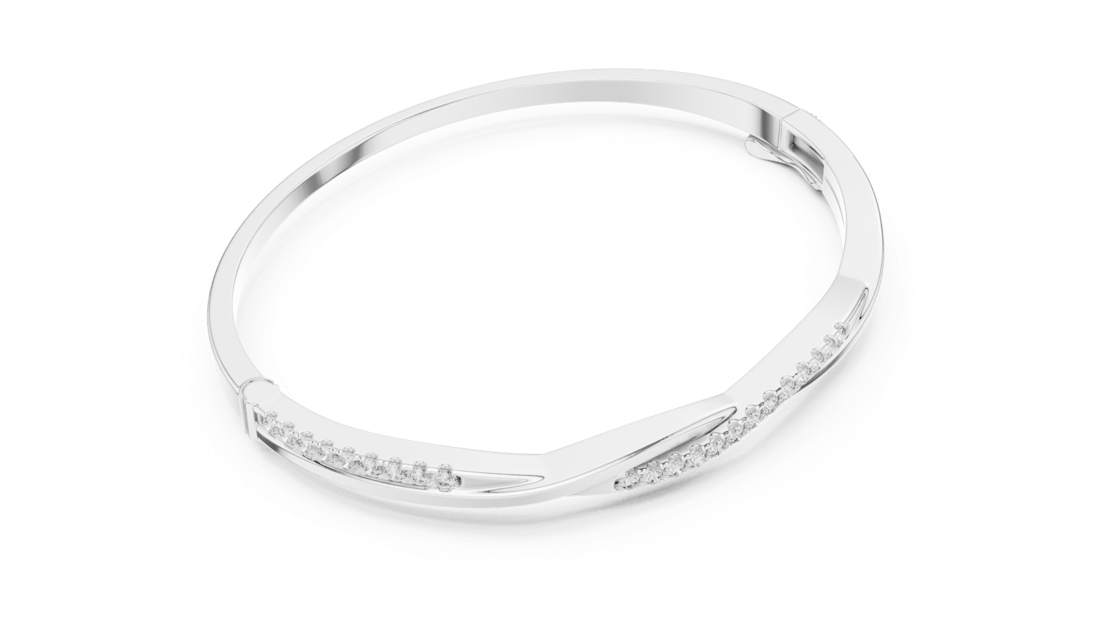 Ombre Grace Curved Round Diamond Bangle Bracelet