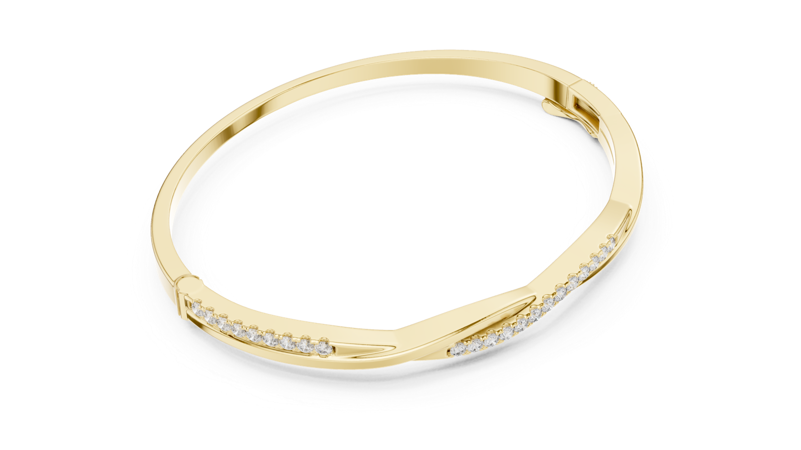 Ombre Grace Curved Round Diamond Bangle Bracelet