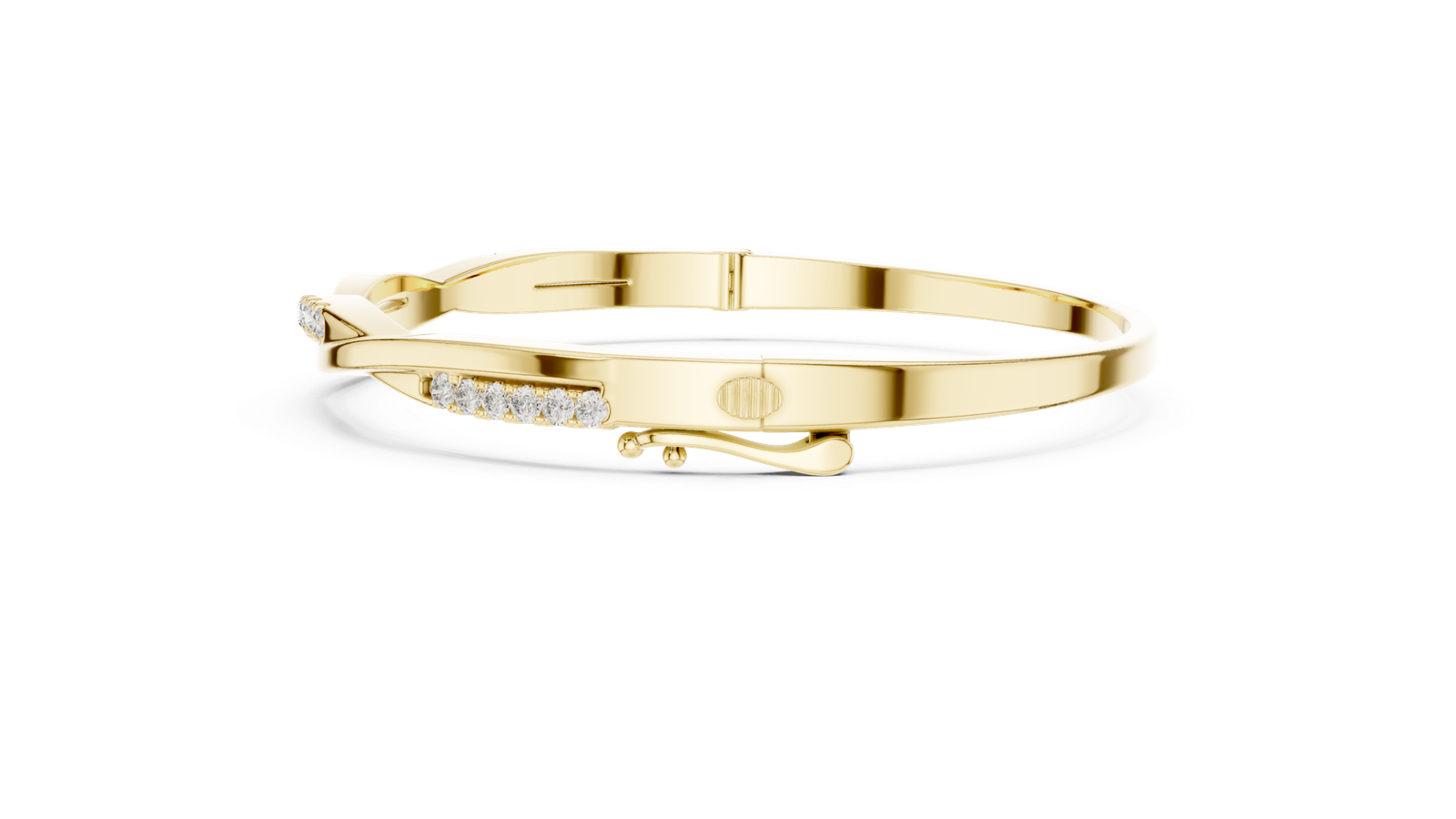 Ombre Grace Curved Round Diamond Bangle Bracelet