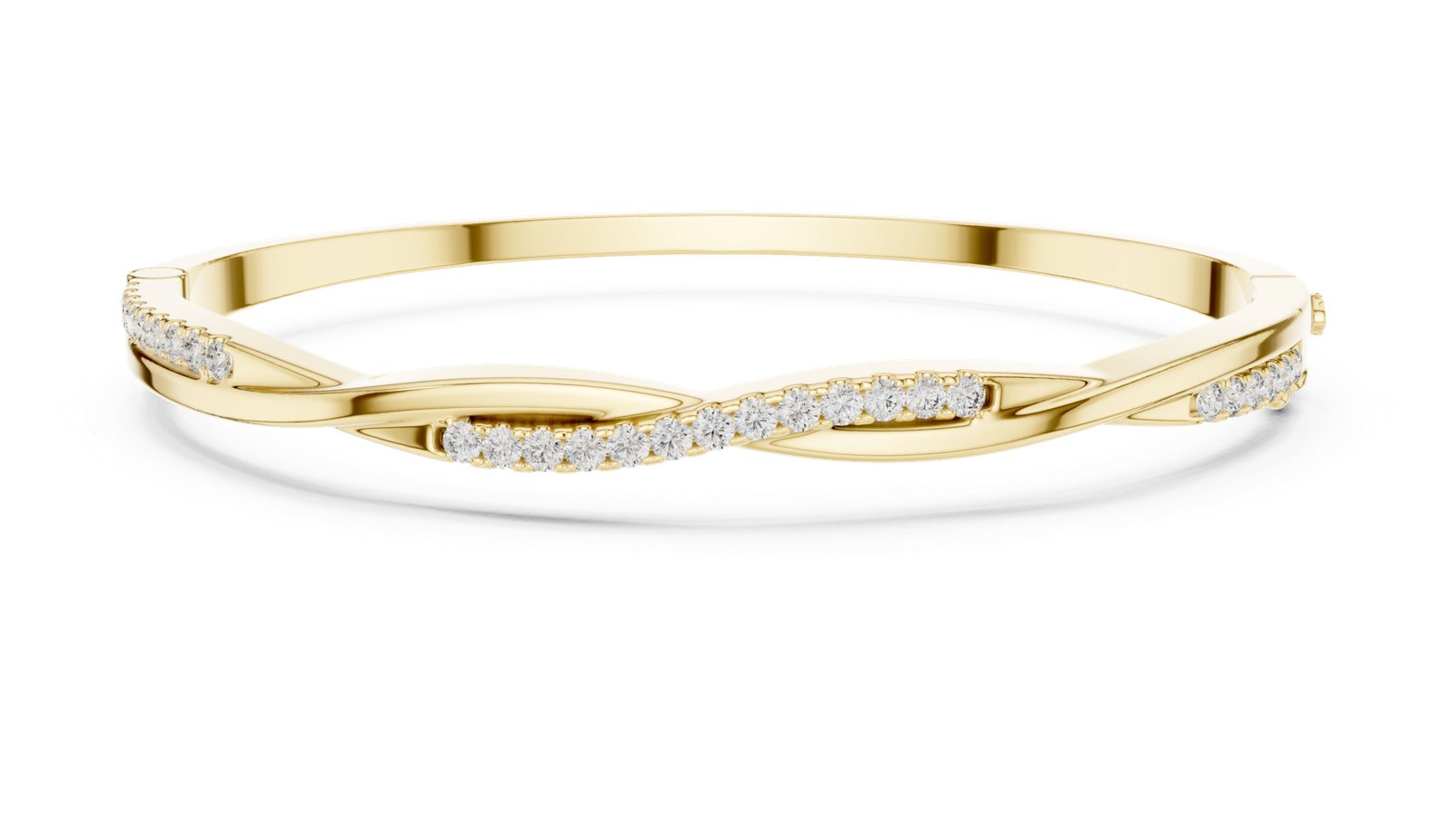 Ombre Grace Curved Round Diamond Bangle Bracelet