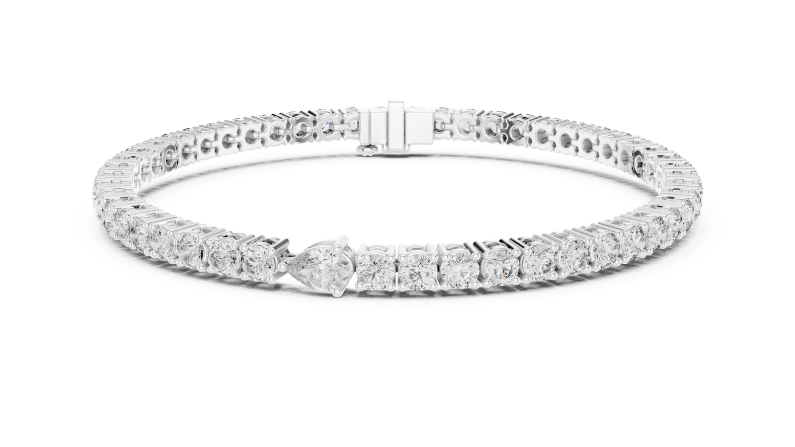 Radiance Pear Centre Round Diamond Tennis Bracelet