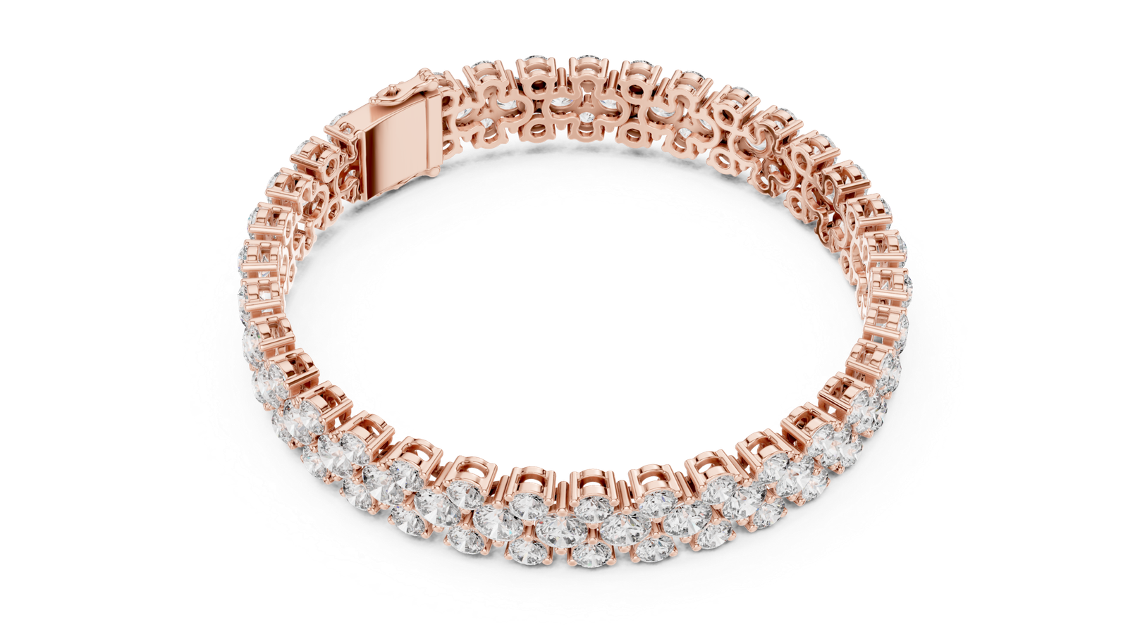 Étoile Double Row Round Diamond Tennis Bracelet