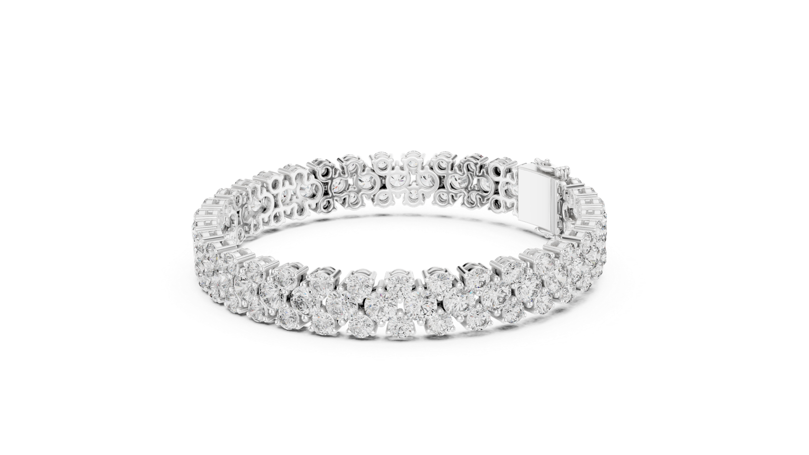 Étoile Double Row Round Diamond Tennis Bracelet
