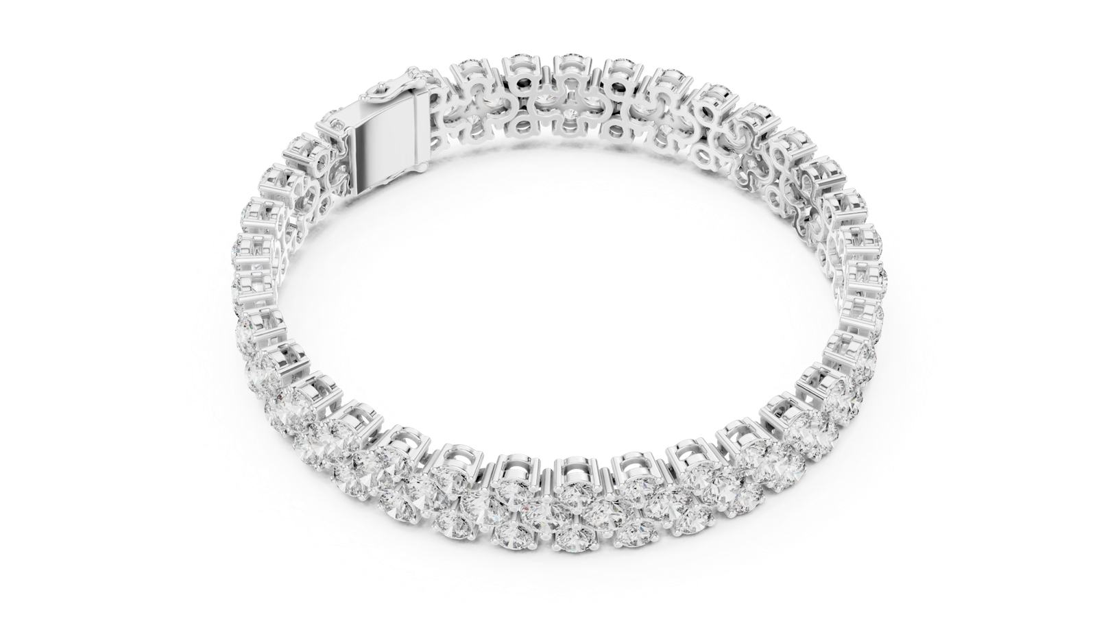 Étoile Double Row Round Diamond Tennis Bracelet