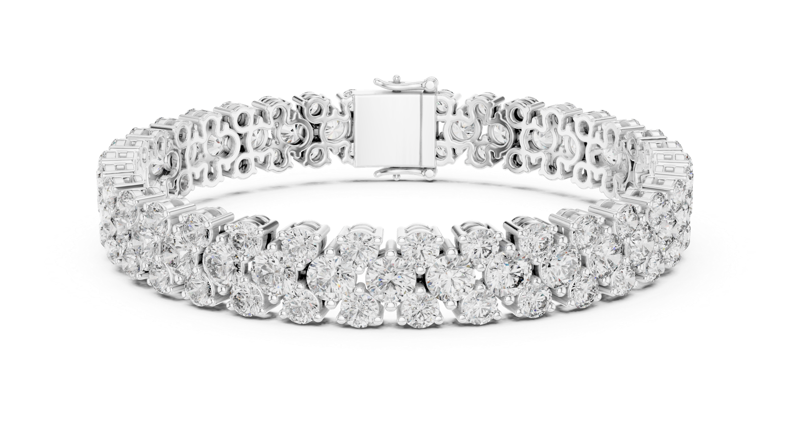 Étoile Double Row Round Diamond Tennis Bracelet