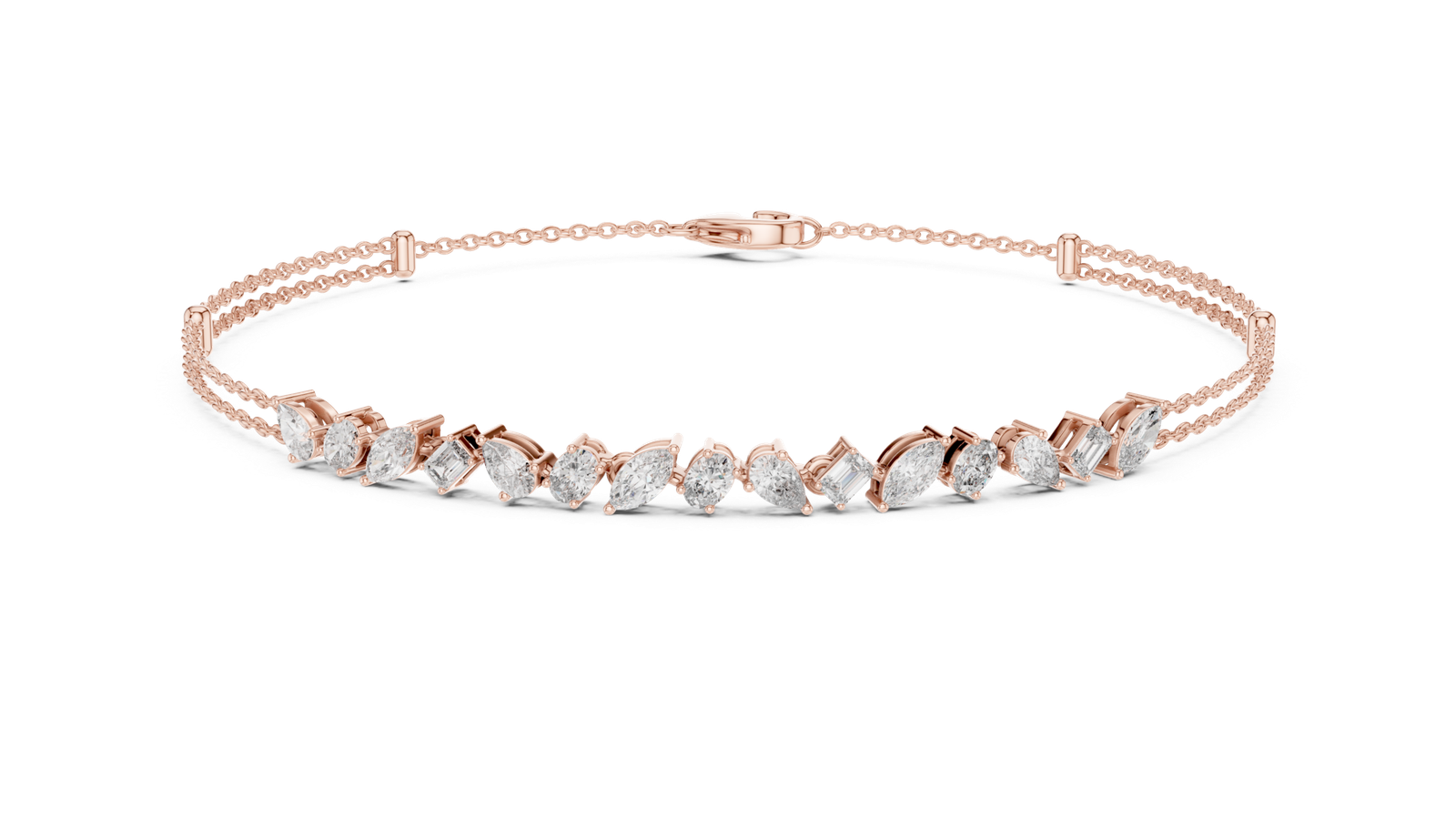 Soleil Delicate Multi Shape Diamond Chain Bracelet