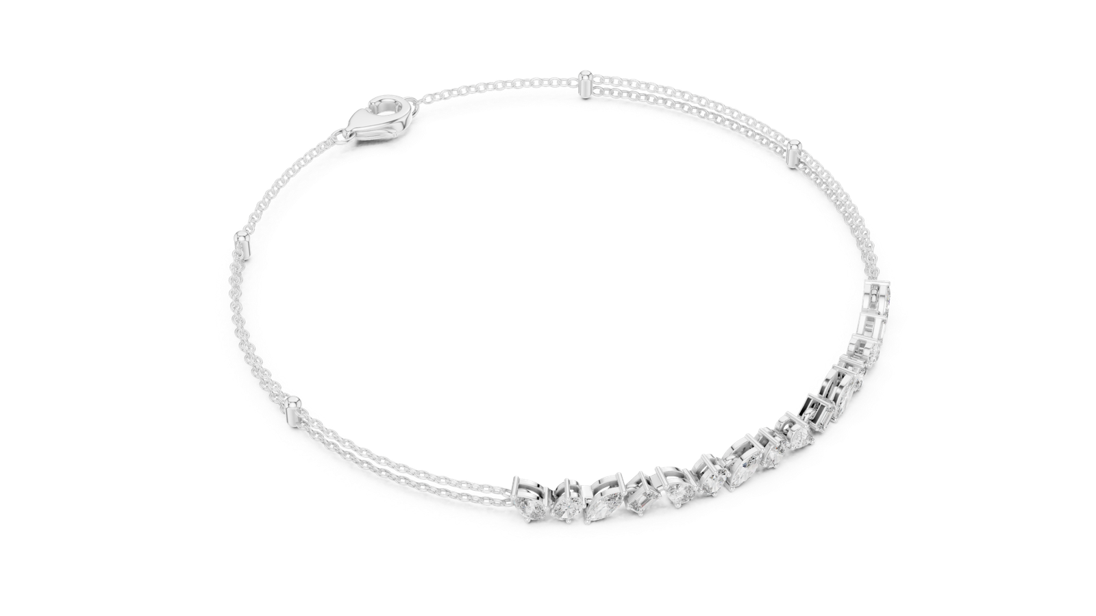 Soleil Delicate Multi Shape Diamond Chain Bracelet