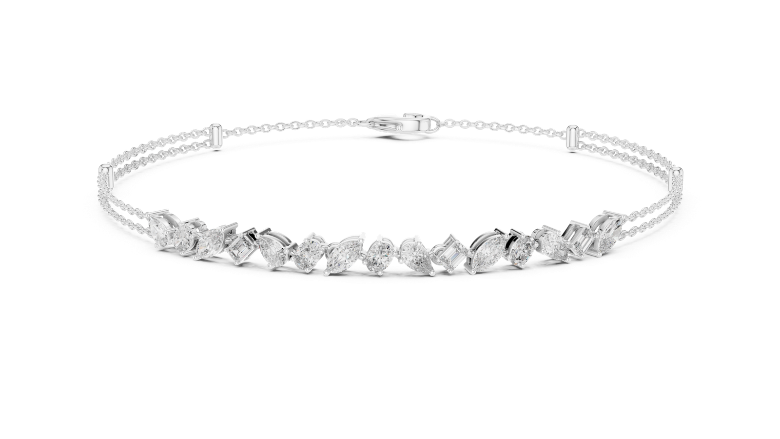 Soleil Delicate Multi Shape Diamond Chain Bracelet