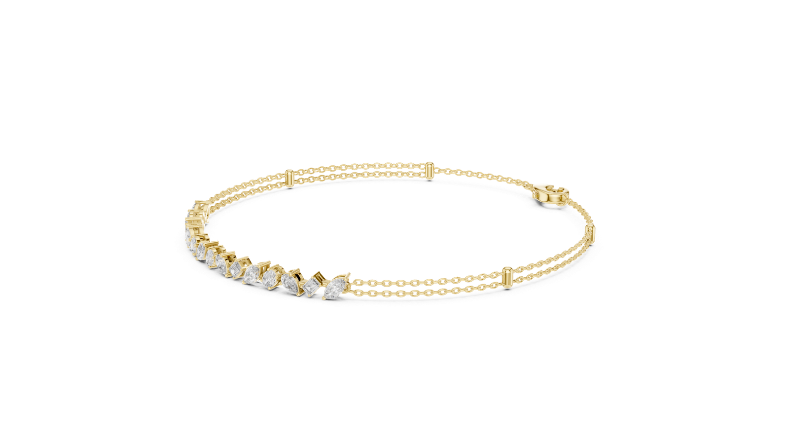 Soleil Delicate Multi Shape Diamond Chain Bracelet