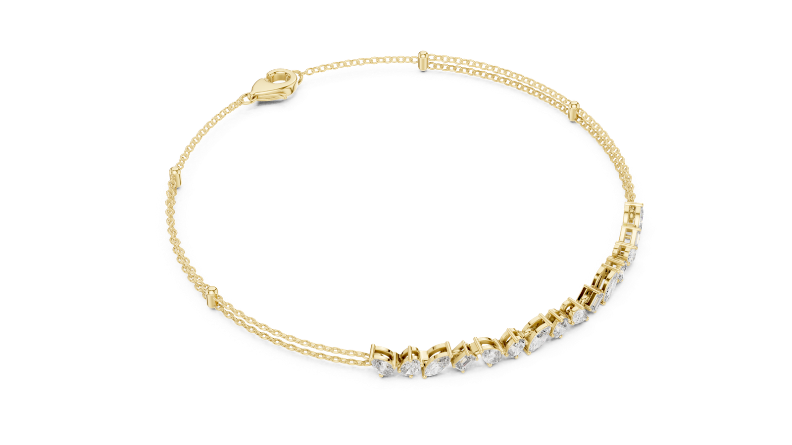 Soleil Delicate Multi Shape Diamond Chain Bracelet