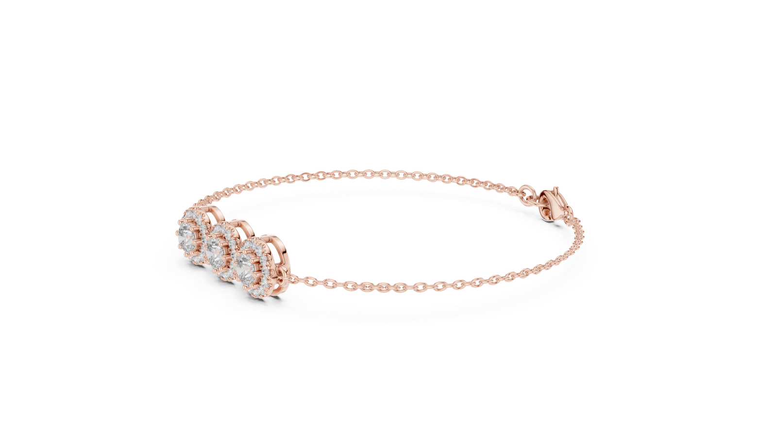 Couture Triple Cluster Round Diamond Chain Bracelet