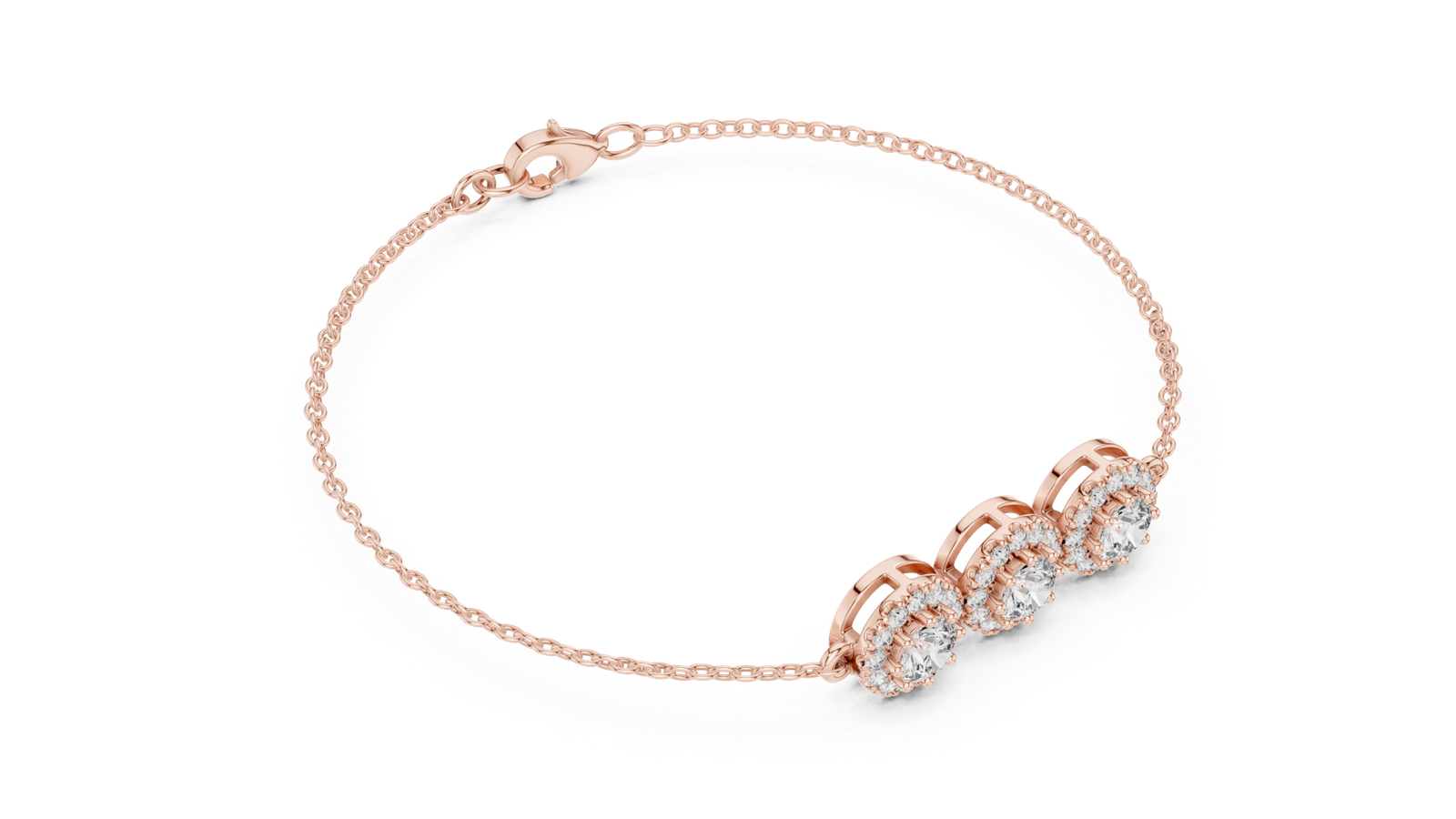 Couture Triple Cluster Round Diamond Chain Bracelet