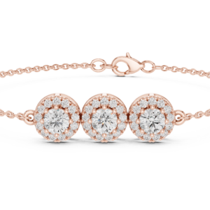 Couture Triple Cluster Round Diamond Chain Bracelet