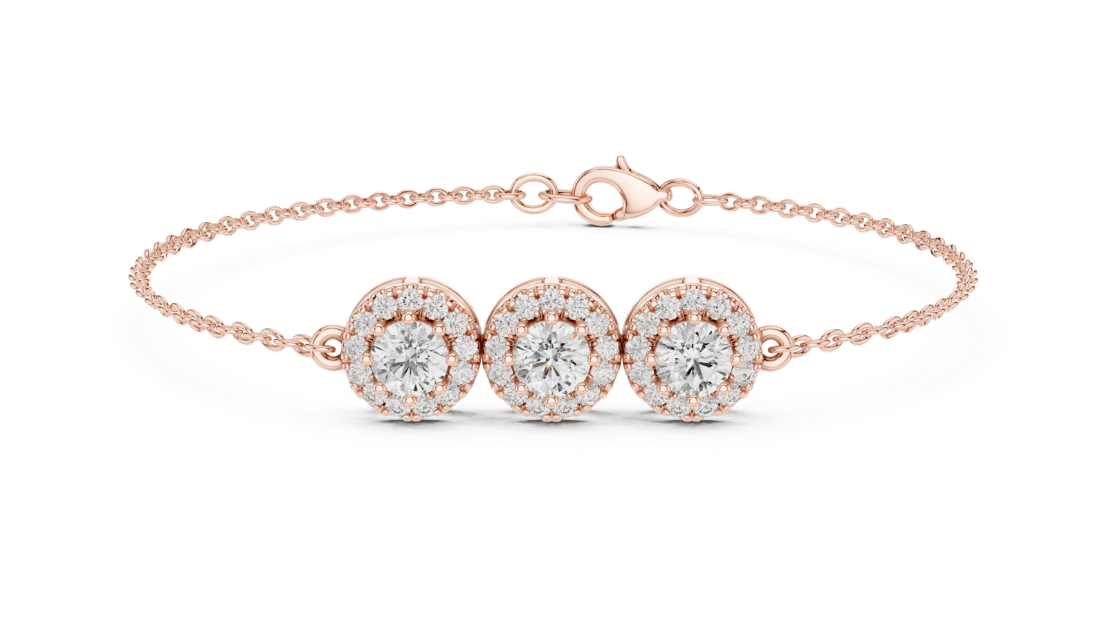 Couture Triple Cluster Round Diamond Chain Bracelet