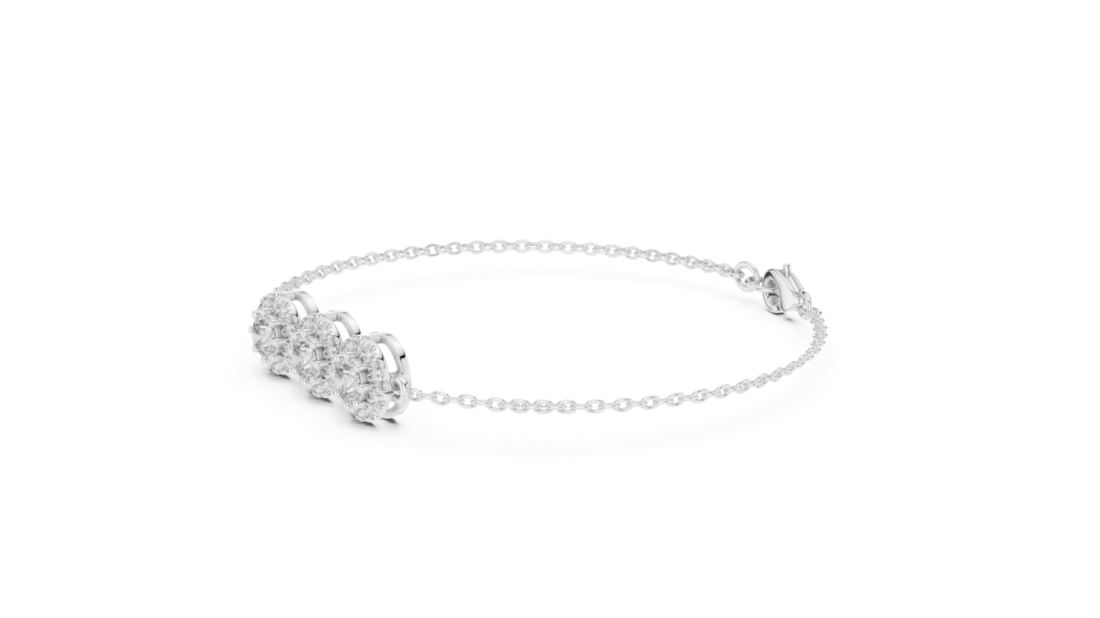 Couture Triple Cluster Round Diamond Chain Bracelet